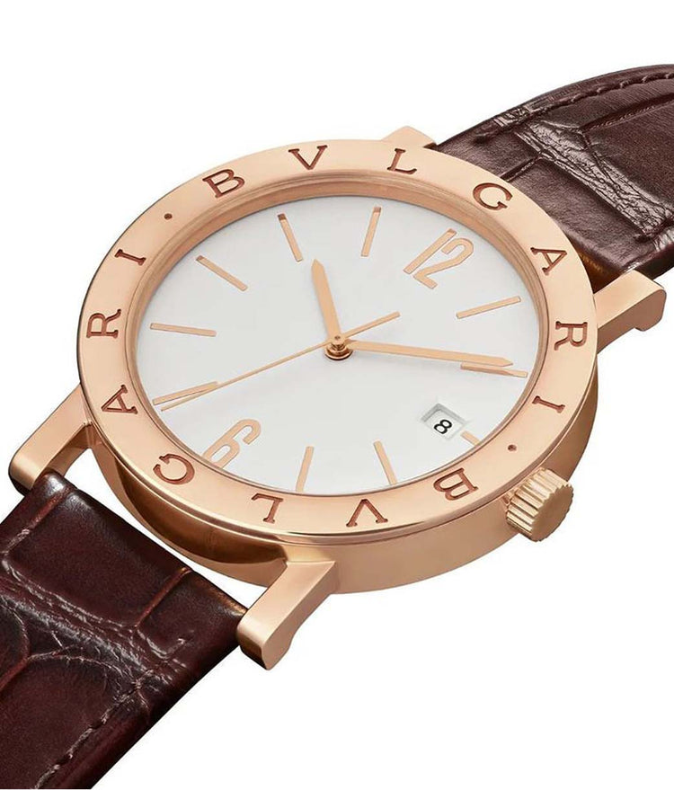 BVL BVL AUTO 33MM WHITE DIAL ALLIGATOR BRACELET
