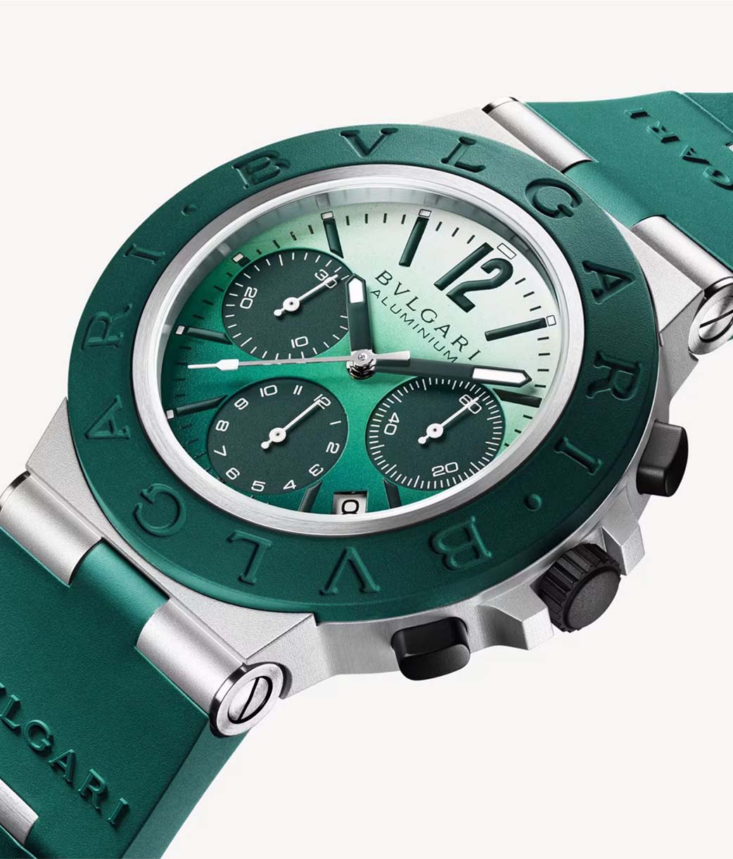 BVL BVL AUTO CHRONO GREEN DIAL GREEN RUBBER BRACELET