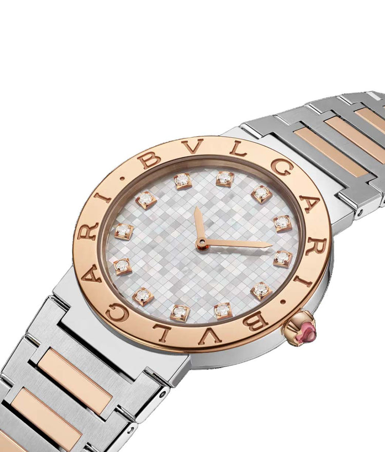 BVL BVL QRTZ MOP DIAL 12 DIAM STEEL GOLD BRACELET