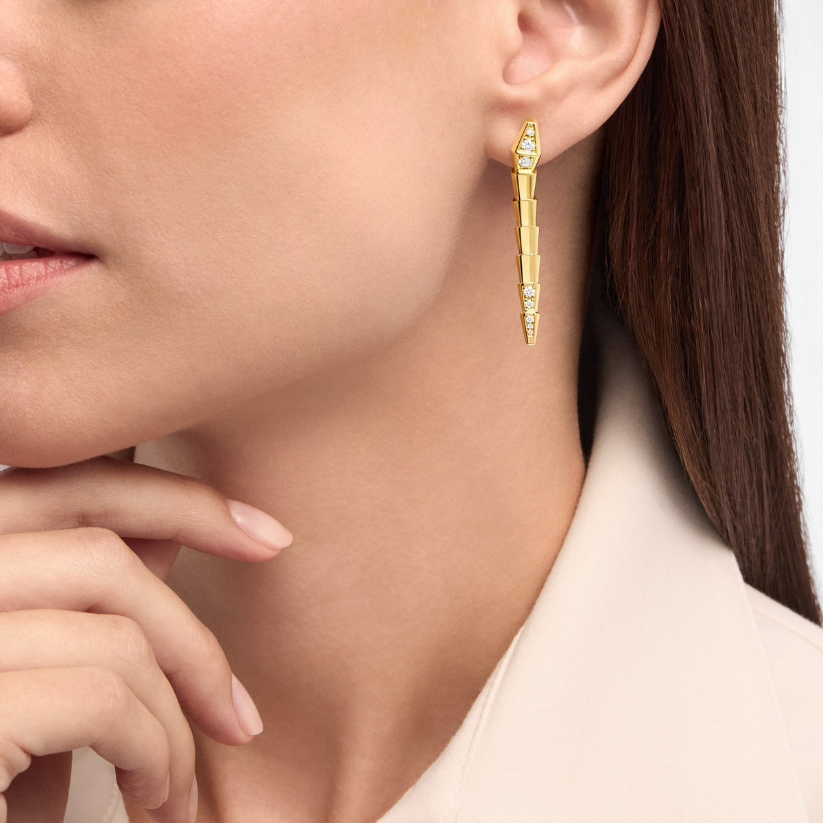 Serpenti Viper Earrings, worn