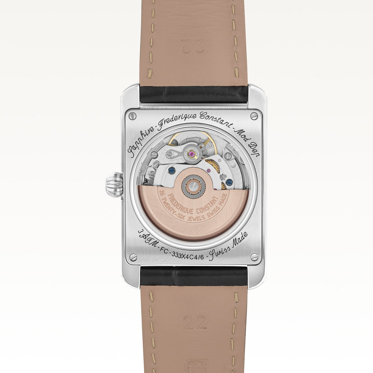 Frederique Constant Classics Carrée Moonphase Automatic FC-333S4C6 see-through case back