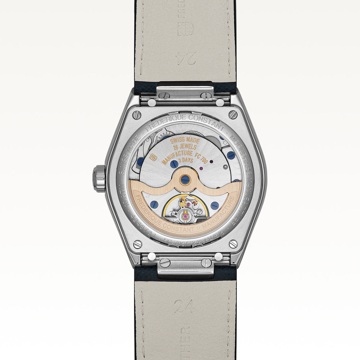 Frederique Constant Manufacture Highlife Moonphase Date FC-716BL3NH6 see-through case back