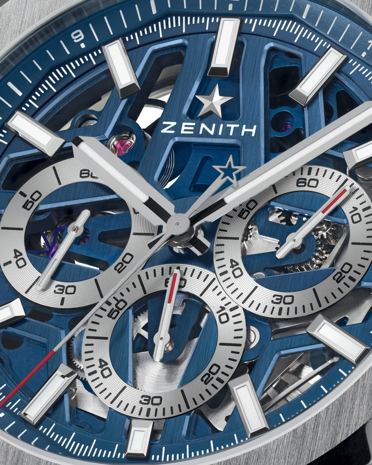 Zenith Defy Skyline dial macro with star pattern